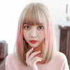 Hair Lace Wigs Wig Women's Gradient Highlights Pink Hair Fashion Chemical Fiber Headgear Wigs