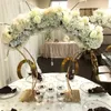 装飾なしのクリスタル風刺テーブルのセンターピースゴールドフラワースタンド結婚式の結婚式の結婚式のセンターピース