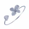 Bracelets porte-bonheur ERLUER mode fleur manchette ouverte pour femmes fille Zircon cristal mariage fiançailles réglable bijoux Bracelet Bracelet