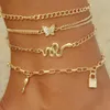 HAVÇILAR Vintage Çok Katmanlı Kelebek Kakma Rhinestone Love Lock Tasarım Kadınlar İçin Kolye Tasarımı Yahu Beach Party Mücevherat