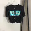 デザイナーデザイナーTシャツファッションTシャツ女性チェストレターシャツAポートレートフラワーズ印刷ピンタックウエスト短袖TシャツカジュアルNJ2H