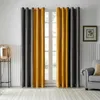 Vorhang Moderne grau-gelbe Samt-Verdunkelungsvorhänge für das Schlafzimmer, Spleißen von Nähten, Wohnzimmervorhänge