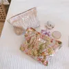 Bolsa de cosm￩ticos femininos de tecido CNAVAS embreagem de maquiagem florais frescas Viagem Bolsa de armazenamento de organizador de guardanapo sanit￡rio