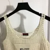 4 Colors Hollow Vests Tanks Fashion Letter Embroidery Vest Summer Breathable Designer Tops Classy Girls Sling Tops Clothing