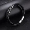 Charm Bracelets Personality Punk Multilayer Leather Bangles For Men Magnet Buckle Cool Man Male Wristband Jewelery Accessory Gift