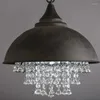 Hangende lampen retro industriële stijl kristal kroonluchter creatieve loft smeedijzeren pot amerikale ronde hoofdhoofd