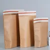 Geschenkomschakeling Inplustop 10pcs/veel envelop kraft papieren zak zelf-seal herbruikbare kleding verpakking zakje waterdichte voedsel droge goederen opbergzakken