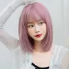Haar kanten pruiken zomer pruik vrouwelijke korte lieverd roze hoofd natuurlijk ademende haaromslag