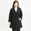 Outerwear Damen Plus Size Herbst Windproof Langarmjacke Taille Drawcord Casual Hoodie mit Pocket Black SZ004