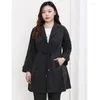Outerwear Damen Plus Size Herbst Windproof Langarmjacke Taille Drawcord Casual Hoodie mit Pocket Black SZ004