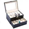 Boîtes de montres Boîte de rangement de bijoux Fenêtre Noir Organisateur de cadeaux de haute qualité Hommes Montres Accessoires