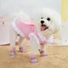 犬のアパレル猫服ウェディングドレスコットンレース花柄の大きな弓ペットの夏の夏の小さなミディアム用品