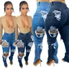 Nouveau Printemps femmes jean concepteur populaire cassé élastique fendu Denim pantalon
