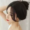 Hår spets peruk peruk kvinnlig sed bangs handvävd front spets koreansk naturligt långt lockigt hår simulerat split huvudskydd