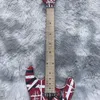 5150 Edward eddie Van Halen aggiornato 5150 Chitarra elettrica White Stripe Red Floyd Rose Ponte tremolo, dado di bloccaggio, tastiera con manico in acero Chitarra Frankenstein