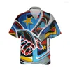 メンズカジュアルシャツジュムイースト3Dアートアニメグランジグラフィティプリントハワイアン面白いシャツメンズメンズファッションヒップホップストリート