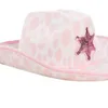 Bérets Rose Cowboy Caps Western Cowgirl Chapeau Pour Femmes Fille Po Props Bandana