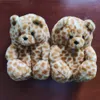 2022 nouvelles pantoufles belles pantoufles en peluche enfant en bas âge taille ours en peluche pantoufle confortable maison femme fourrure fourrure diapositives 110722H