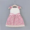 Mädchenkleider 25# Kleinkind Prinzessin Kleid Kinder Baby Sommer Blumendruck Mädchen von 2 bis 7 Jahren Spitzen Rüschen Brosche Outfits