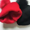 디자이너 겨울 니트 비니 모직 모자 여성 Chunky 니트 두꺼운 따뜻한 가짜 모피 pom Beanies 모자 여성 보닛 비니 모자 10 색