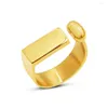 Klusterringar design öppningsring för kvinnor charm metall finger guld färg färg rostfritt stål smycken geometriska väskor hälla femme gåva
