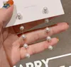 Pendientes tipo candelabro de perlas largas con flecos de aguja de plata S925, pendientes delicados de dos caras para mujer, regalos para niñas, joyería