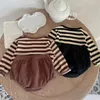 Clothing Sets Toddler Baby Girl Spring Autumn Striped Vintage Top Solid Shorts Suit For Infants Cotton Casual Kids Boys Clothes