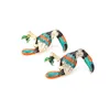 Orecchini a bottone moda smalto colorato uccello metallo strass Tucano grande per accessori per gioielli da donna