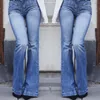 Kvinnors jeans kvinnors klockbottnar hösten hög midja monterade denim blå damer mode flare byxor breda benbyxor tätt stiger 2022
