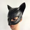 Catwoman masker cosplay kostuum hoofddeksel zwart helft gezicht latex maskers sexy vrouw Halloween batman feest volwassen zwarte ball mask 233b