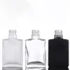 30 مل فارغة زجاجات زجاجية مربعة واضحة زجاجية العطر العطر العطر شفاف قارورة سوداء