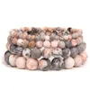 Strand Matte Pink Zebra Stone 4/6/8/10mm Beads Bracelets For Women Men Natural Healing Reiki Meditation Bracelet Jewerly Pulsera