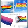 Banner Flags Rainbow Flag Banner 3x5ft 90x150cm Gay Pride Flags Polyester Banners Colorf LGBT Lesbian Parade Decoration Drop Deliver DHF2A