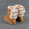 Bottes de neige Bottes en peau de mouton Style de mode nœud papillon garder au chaud court hiver en cuir vente chaude Aus U3280 court 2 arc femmes Coupon G3280