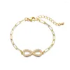Bracelets de charme Lucky 8 Infinity Bangles Gift Luxury CZ Pingente para pulseira de mão Acessório de joias de tendência