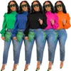 Shirt à manches bouffantes pour femmes Colorde Soild Color Slim Blouse Tops Bandage Bandage Shipt Free Ship