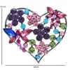 Broches Wulibaby Big Rhinestone Flower Heart For Women Lady Multicolor Sparkling Love Party Casual Broche Pin Gifts