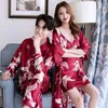 Vêtements de nuit pour femmes été imprimer Couple Robe ensemble mâle à manches longues peignoir femmes lâche décontracté deux pièces Homewear