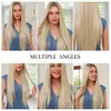 Long Straight Ombre Light Blonde With Brown Roots Synthetic Lace Front Wigs for Women Natural Hair Heat Resistant Fiberfactory direct