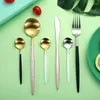 Dinnerware Sets 4 Pcs Matte Stainless Steel 18/10 Black Gold Silver Cutlery Tableware Dinner Steak Knife Spoon Fork Flatware Set Dishwasher