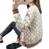 SS 디자이너 가을 여성 V- 넥 스웨터 롱 슬리브 재킷 고품질 인쇄면 니트 스웨터 여자 카디건 느슨한 캐주얼 재킷