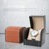 Jewelry Pouches M2EA Artificial Leather Watch Storage Box Square Case Display Gift With Pillow Cushion 3.54x3.93x3.14inch