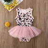 Mädchenkleider Imcute 2022 Kinder Baby Mädchen rosa Leopardenmuster Prinzessin Kleidung Strampler Tutu Kleid Outfit Set 0-18m