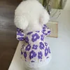 Собачья одежда принт цветочный платье для животных кот цветочные летающие рукава одежда одежда собаки милый чихуахуа летний фиолетовый мальчик -талисман