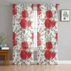 Vorhang Rote Rose Blume Tüll Vorhänge für Schlafzimmer Home Decor Wohnzimmer Küche Voile Blinde Vorhänge