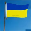 Flagi banerowe 90x150cm Ukraina National Flag 3x5 stóp Latanie No Flagpole Home Decoration Banner European Puchar World Flags 2022 Drop de Dhovc