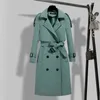 Kvinnors trenchrockar Spring Autumn Raincoat Women Elegant Double Breasted Solid Coat Vintage Turn-Down Collar Warm Windbreaker