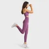 L-2082 Calça de ioga de cor sólida Calça de cintura super alta escovada para uma legging quente com bolsos Calça de moletom apertada amanteigada de corrida macia Calças femininas com linha T