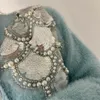 Женский ореал-выстрел мохер шерстяный вязаный свитер Paillette Sequined Beasug Anthestone Patched Cardigan короткое пальто