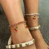 Anklets 10pcs Women's Tasty Cherry Anklet Sweet Style Cubic Zirconia Anniversary Gift Tobilleras Pulsera Para Tobillo